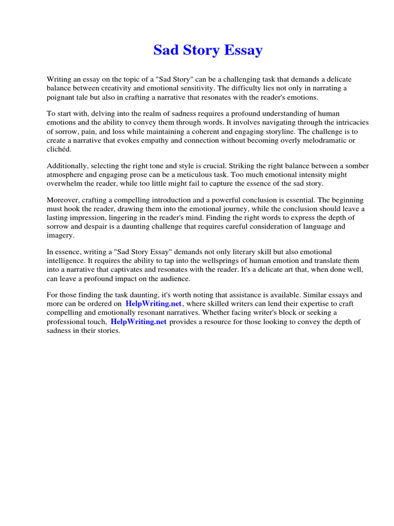 Sad story essay pdf oregon odyssey