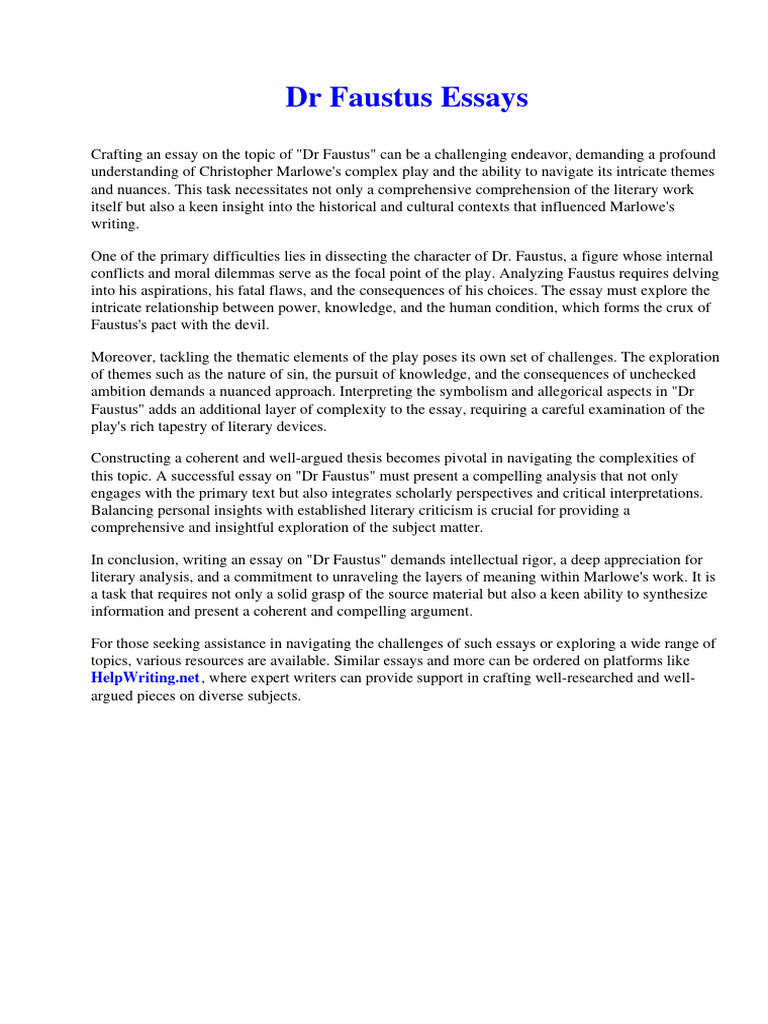 DR Faustus Essays PDF Mc Carthyism