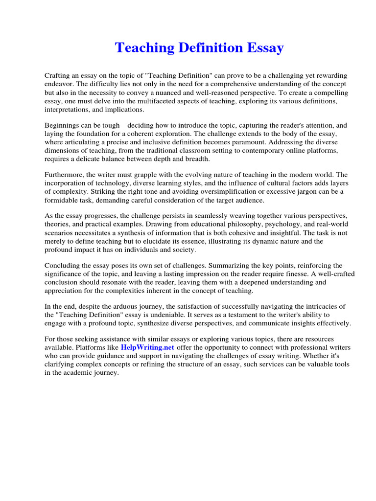 Teaching definition essay pdf