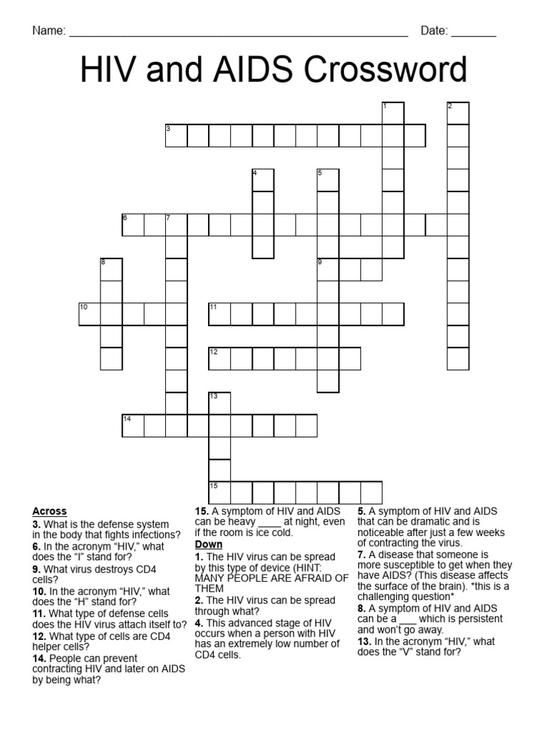 HIV Cross Word Puzzle | PDF