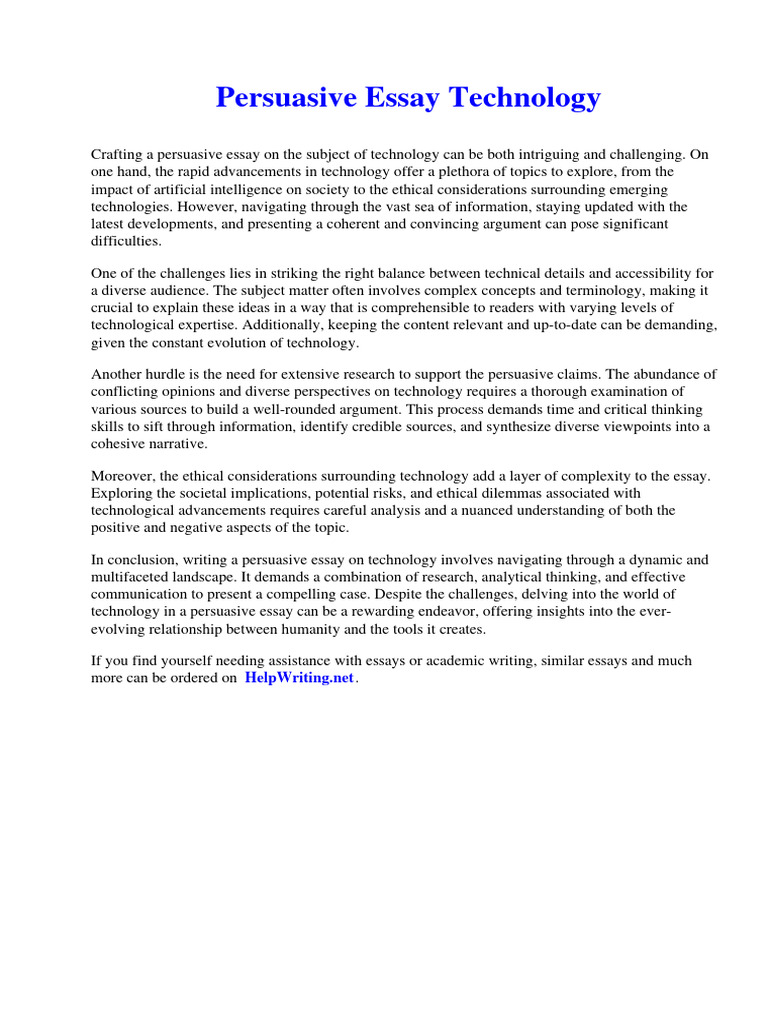 Persuasive essay technology pdf