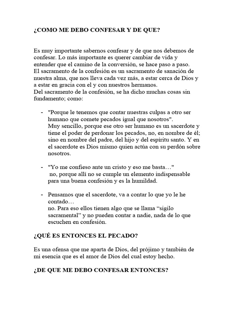 COMO ME DEBO CONFESAR Y DE QUE | PDF | Pecado | Creencia religiosa y