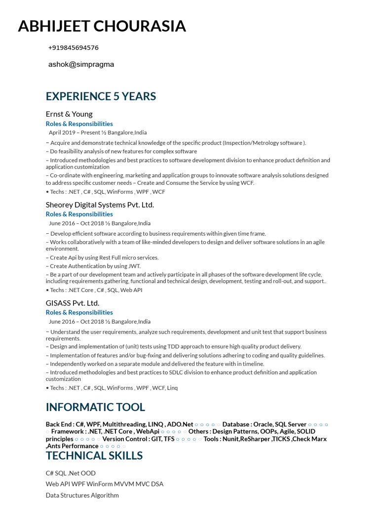 Software Developer Resume - Abhijeet Chourasia | PDF | Language ...