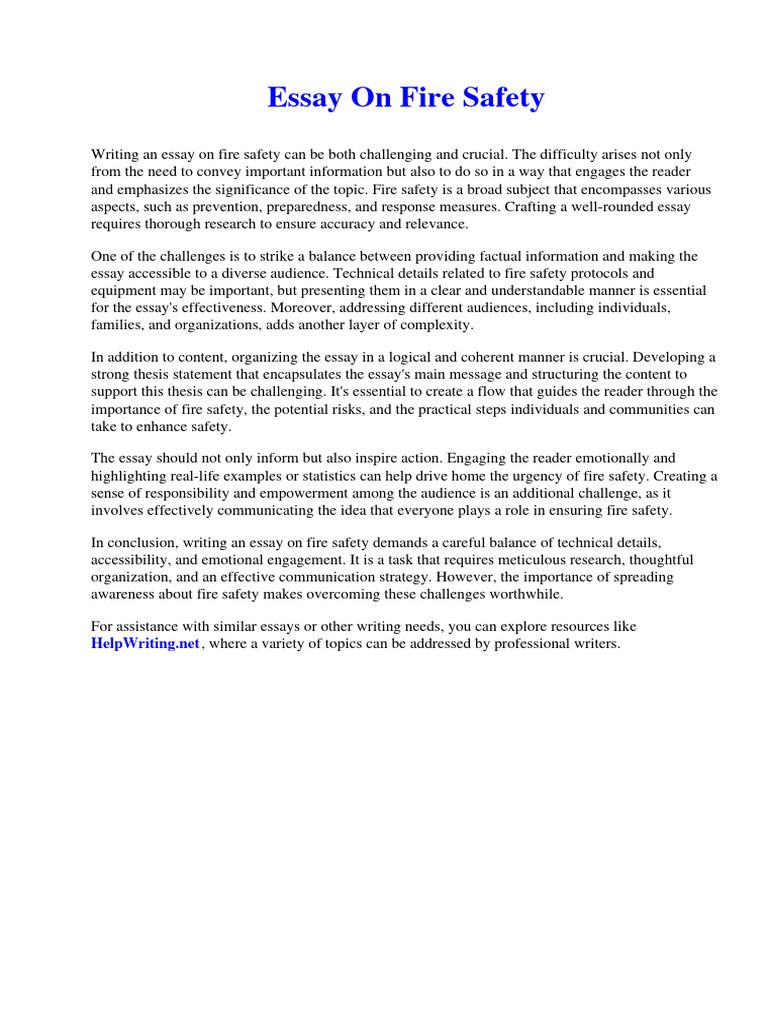 Essay On Fire Safety PDF Oligopoly Essays