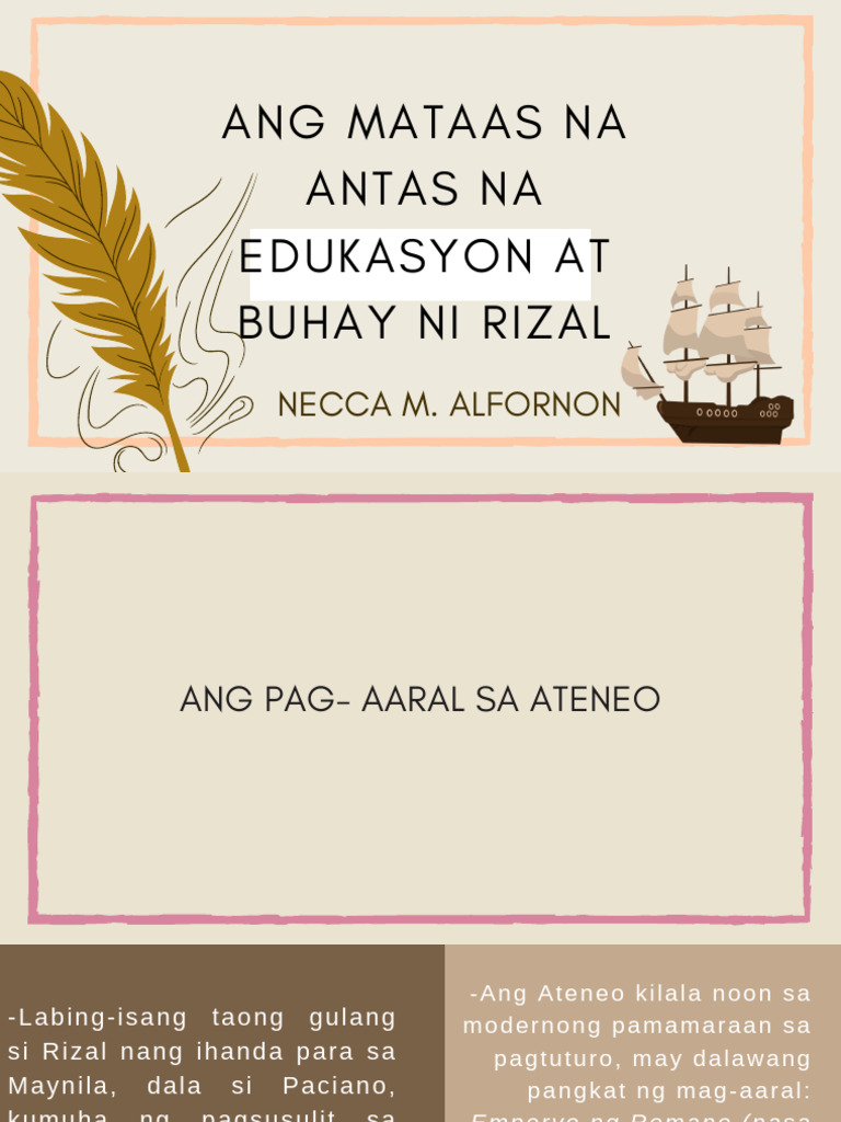 Ang Mataas Na Antas Na Edukasyon at Buhay Ni Rizal | PDF