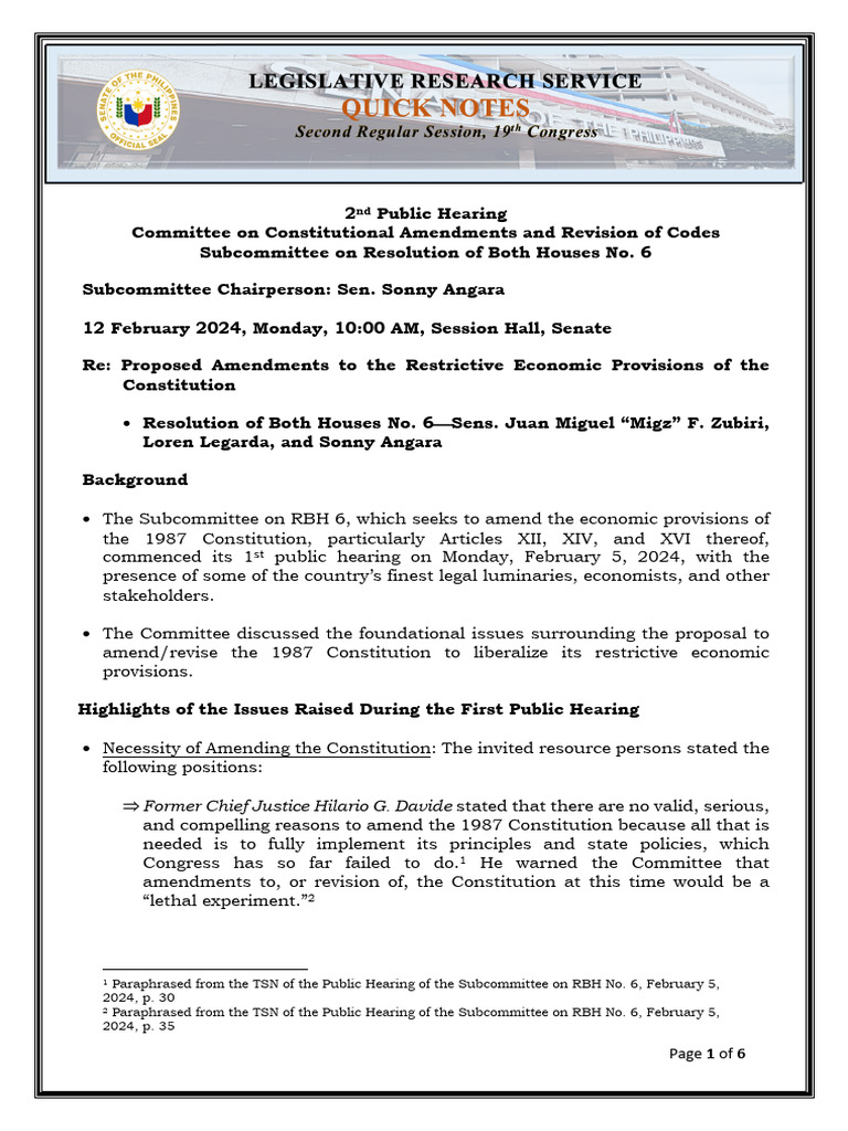 Subcom On RBH No. 6 - 12 Feb 2024, Monday | PDF | Public Utility ...