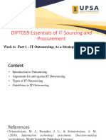 DIPT059 Essentials of IT Sourcing and Procurement: Week 6: Part 1 - IT Outsourcing: As A Strategic Decision Making