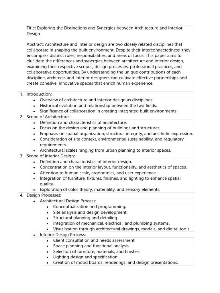 Architecture Vs Interior Design | PDF | Interior Design | Architect