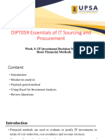 DIPT059 Essentials of IT Sourcing and Procurement: Week 3: IT Investment Decision-Making: Basic Financial Methods