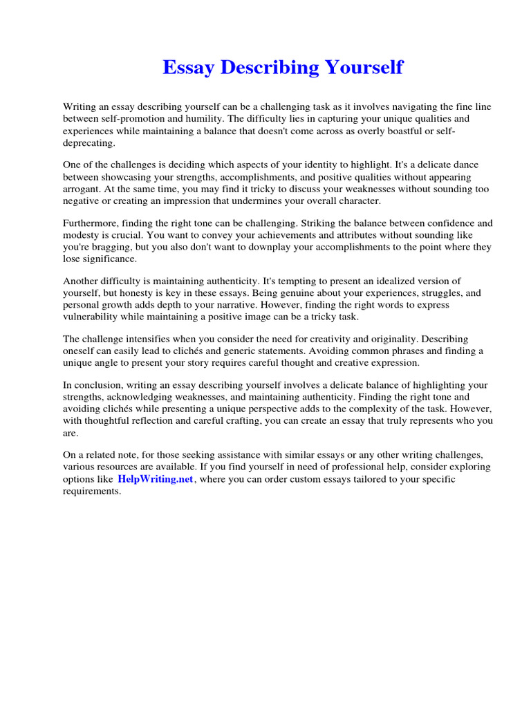 Tips for Writing a Self-Descriptive Essay | PDF | Performance Indicator |  Essays