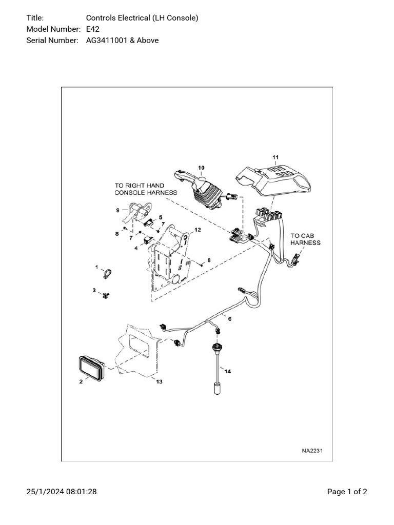 E42 LH Console Electrical Parts List | PDF