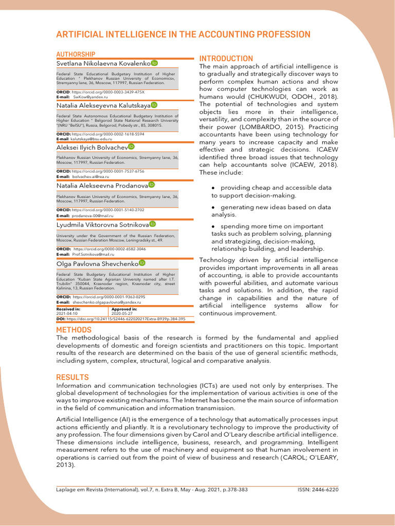 AI's Impact on the Accounting Profession | PDF | Cloud Computing ...