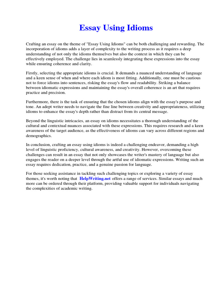 Essay using idioms pdf roanoke colony afro