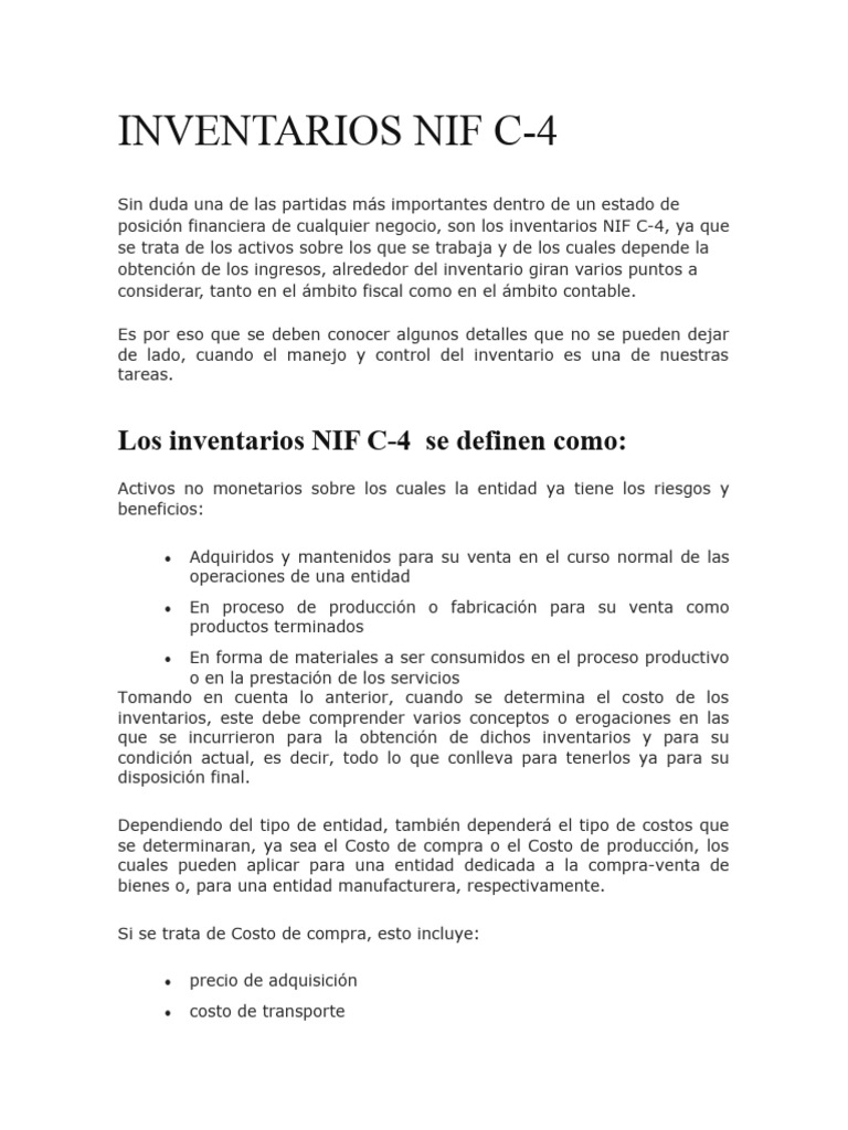 Inventarios Nif C4 Pdf