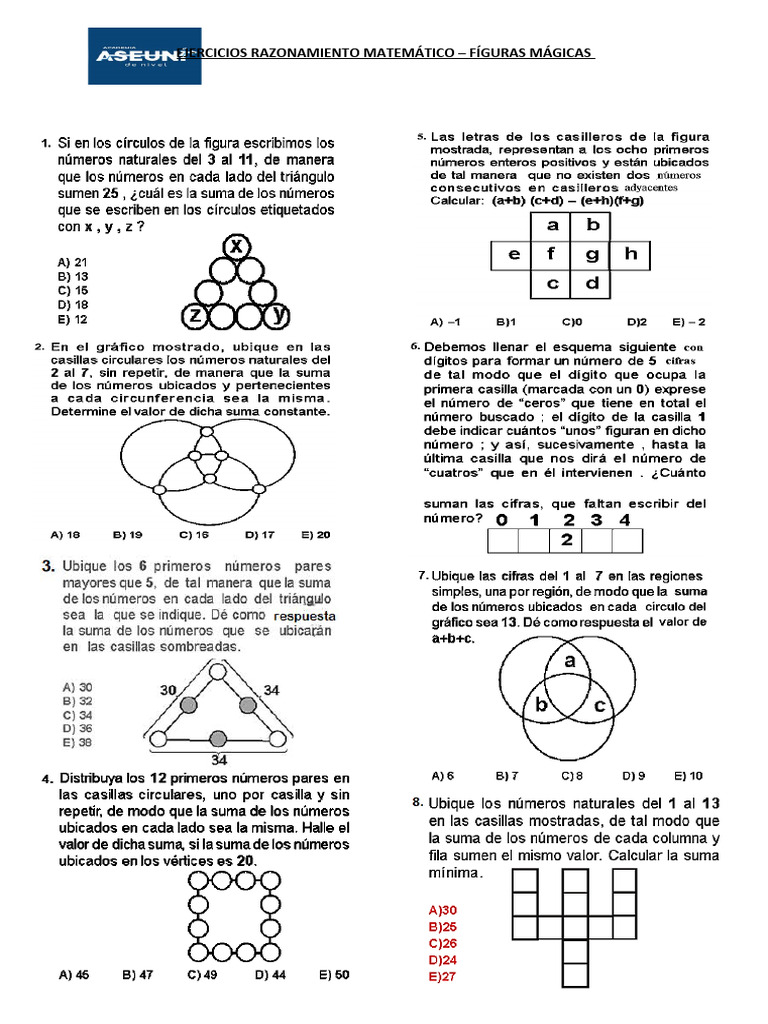 Razonamiento Matemático Figuras Mágicas Pdf