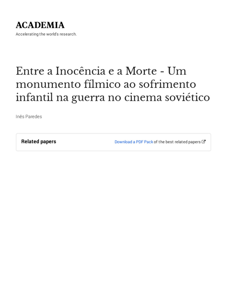 Entre A Inocencia e A Morte Um Monumento Filmico Ao Sofrimento Infantil ...