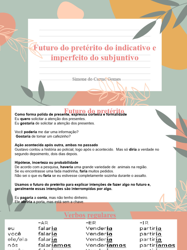 Futuro Do Pretérito e Imperfeito Do Subjuntivo | PDF
