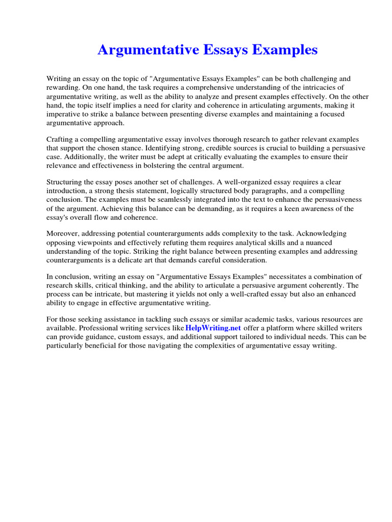 Argumentative Essays Examples | PDF | Essays