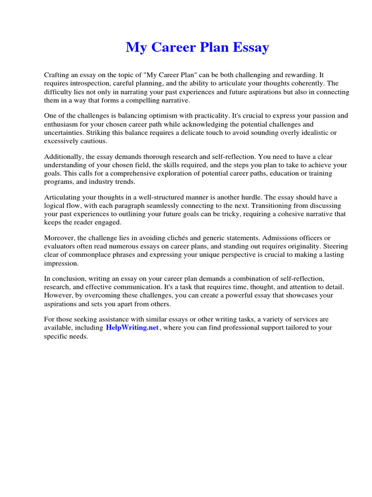 Career Plan Essay Template