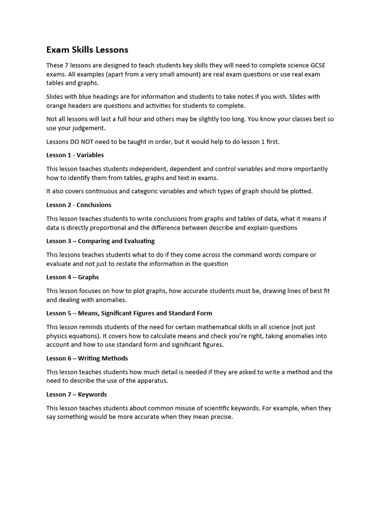 Essential Exam Skills for Science GCSE | PDF