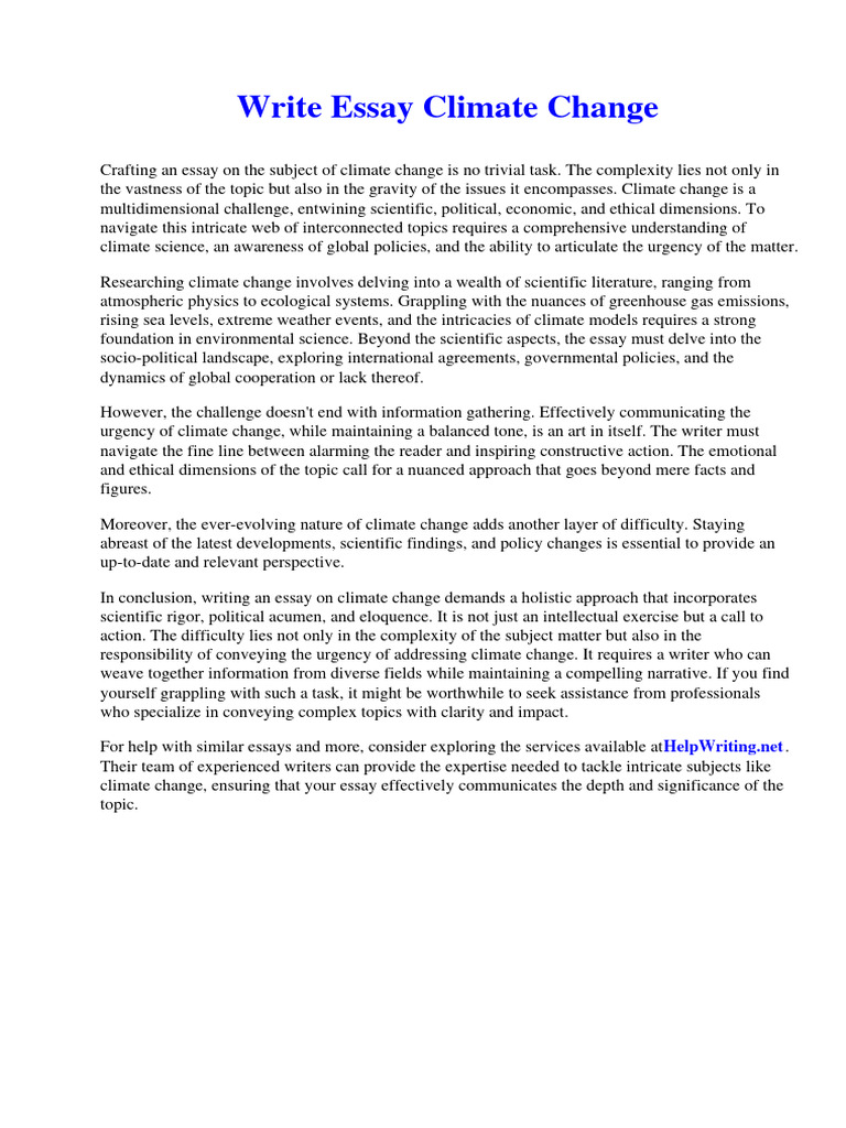 Write Essay Climate Change | PDF | Organ (Music)