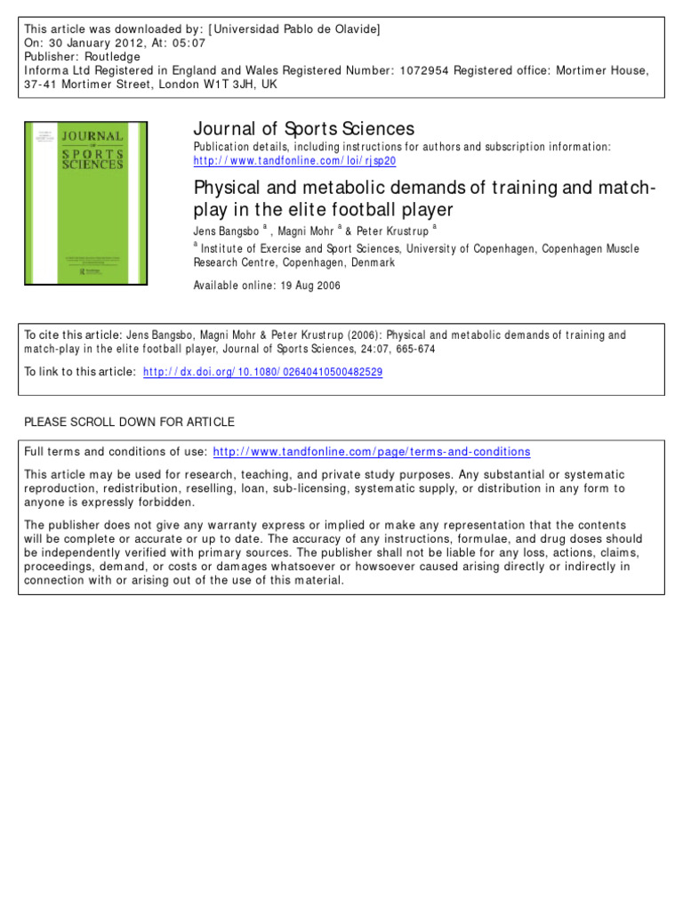 Elite Football Training Demands Analysis | PDF | Skeletal Muscle | Glycogen