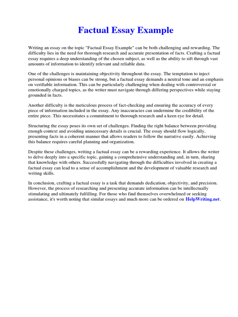 Factual Essay Example | Download Free PDF | Essays