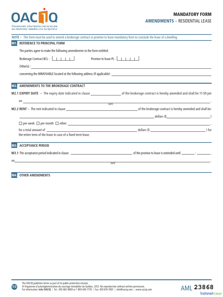 Residential Lease Amendment Form | PDF | Lease | Civil Law (Legal System)