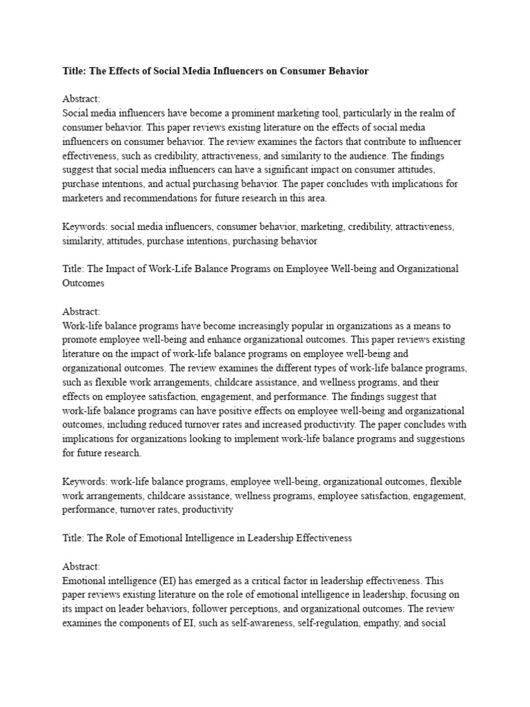 Title: The Effects of Social Media Influencers On Consumer Behavior ...