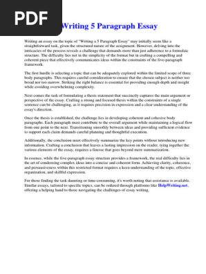Writing 5 Paragraph Essay