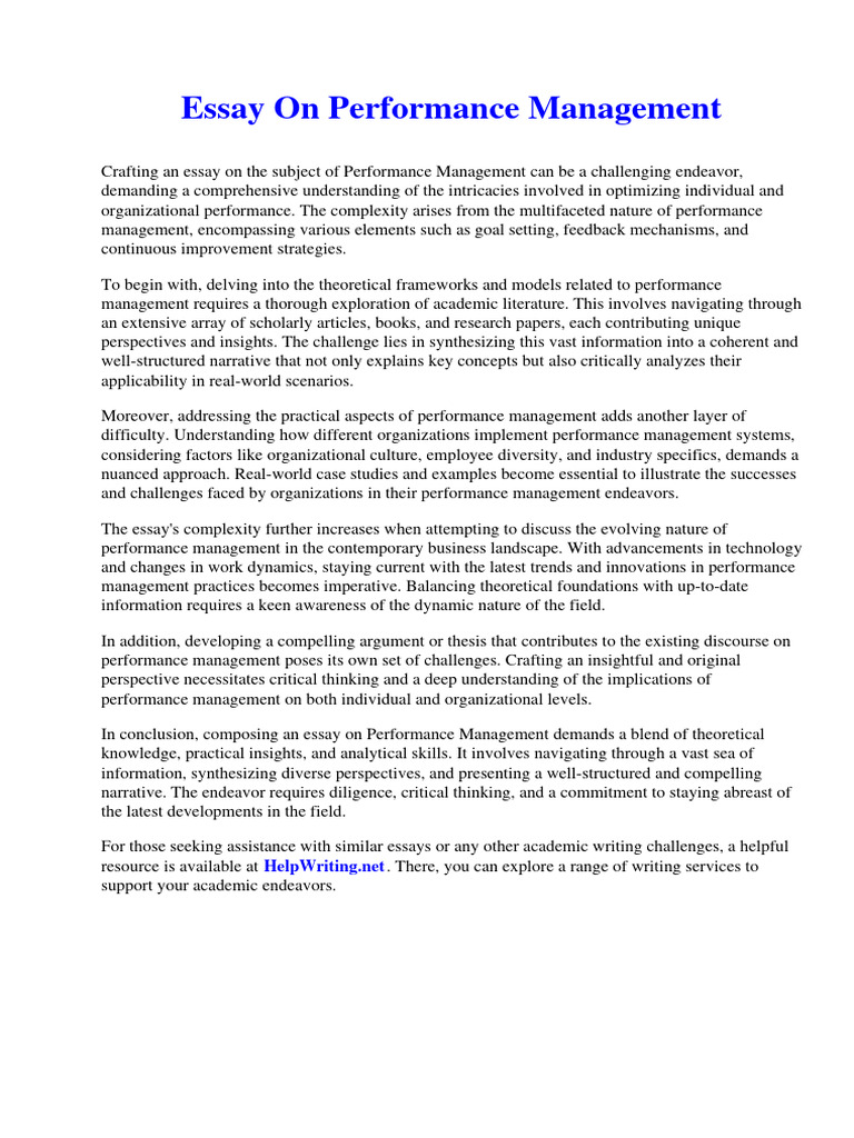Essay On Performance Management | PDF | Fight Or Flight Response