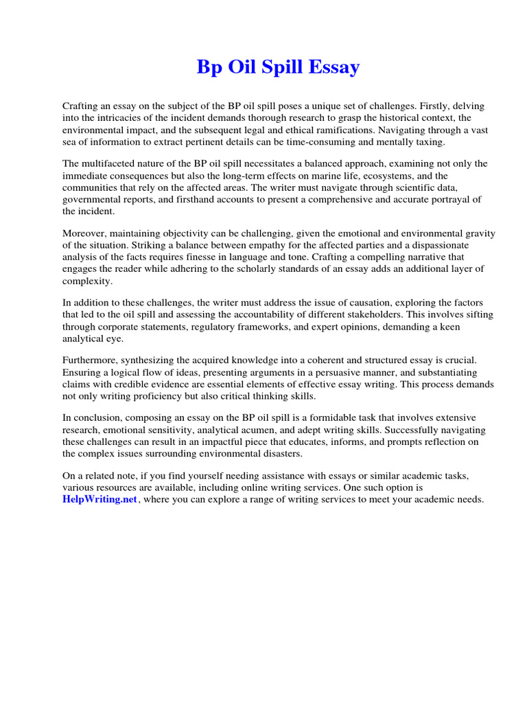 BP Oil Spill Essay PDF Essays Leadership