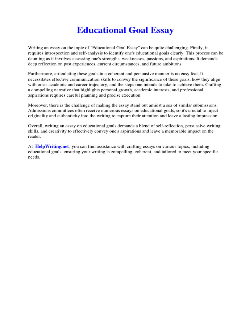 Educational Goal Essay PDF