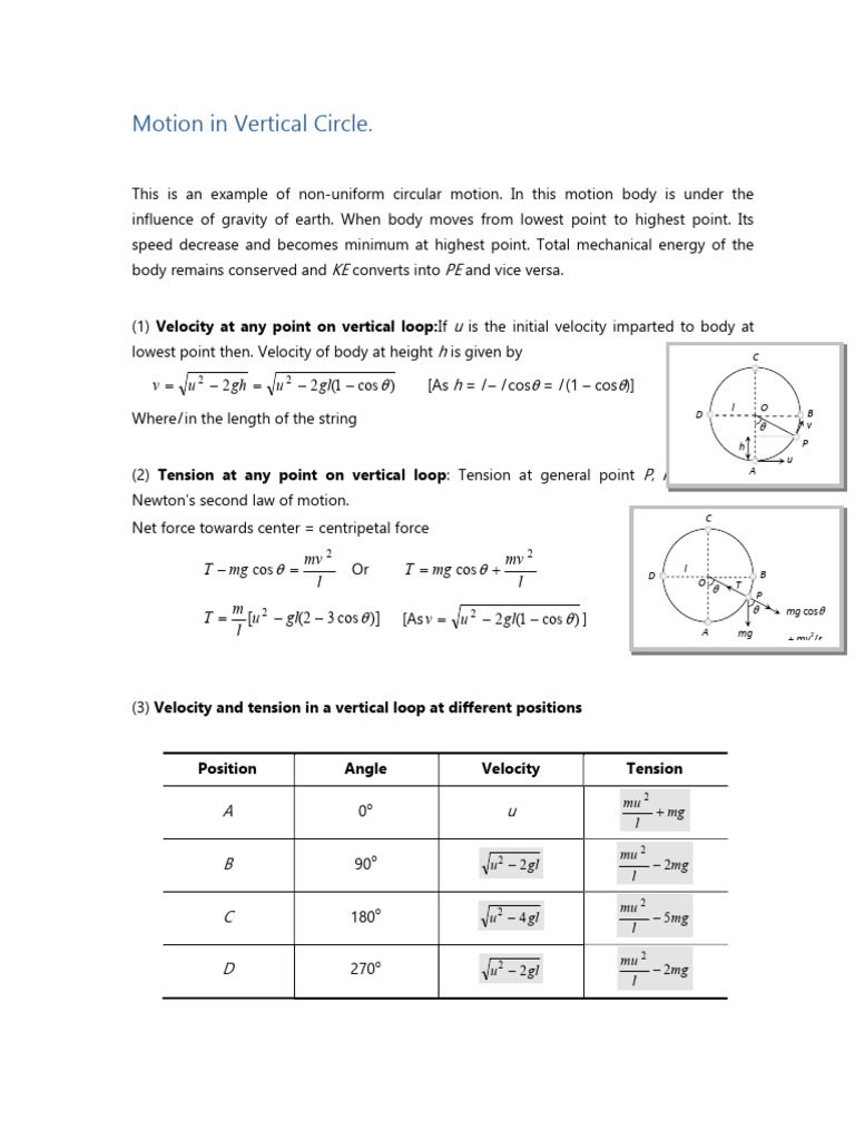 Vertical Circle Motion Analysis | PDF