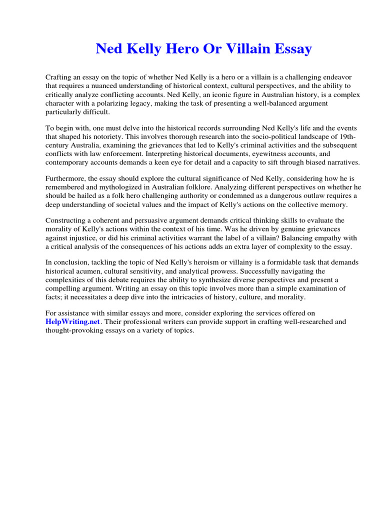 Ned Kelly Hero or Villain Essay PDF Iliad Chemical Reactions