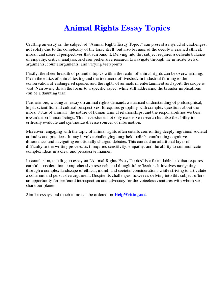 Animal Rights Essay Writing Guide | PDF | Electric Motor | Scrum ...