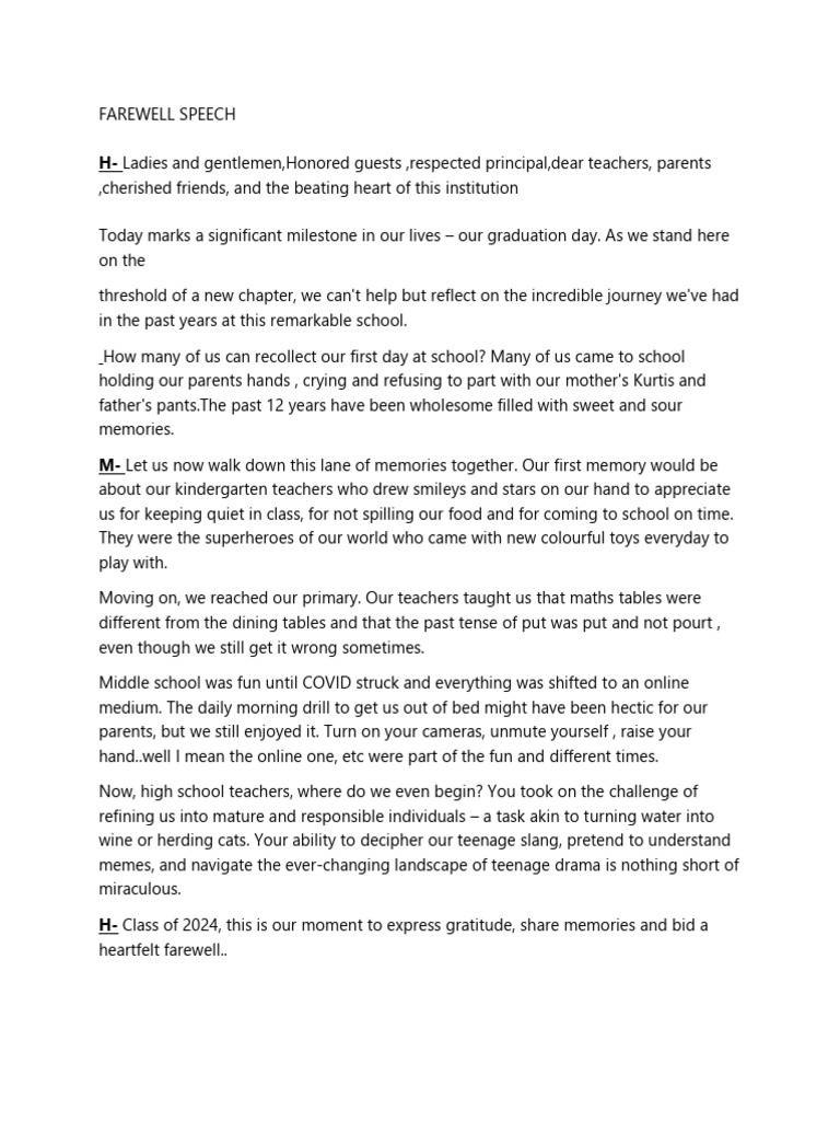 Farewell Speech Final | PDF