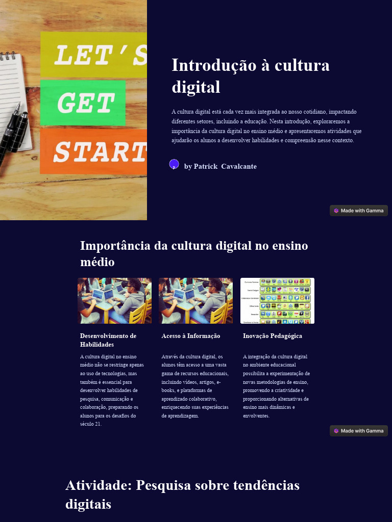 Atividades de Cultura Digital no Ensino Médio | PDF | Aprendizado ...
