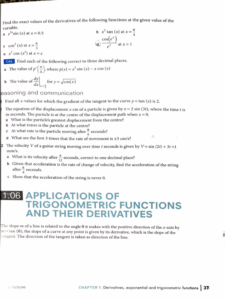 Derivatives and Trigonometric Functions | PDF | Trigonometric Functions ...