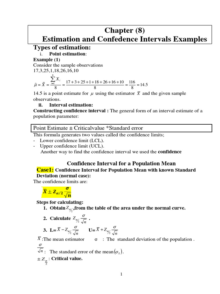 Estimation and Confidence Intervals Guide | PDF | Standard Deviation ...
