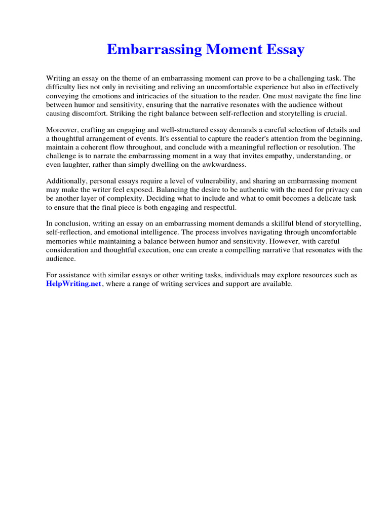 Embarrassing Moment Essay Download Free Pdf Solitary Confinement