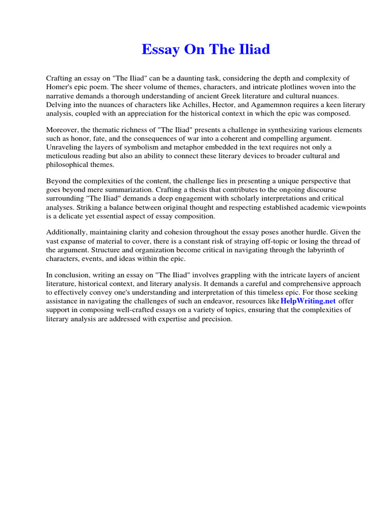 Essay On The Iliad | PDF | Iliad | Bush Doctrine