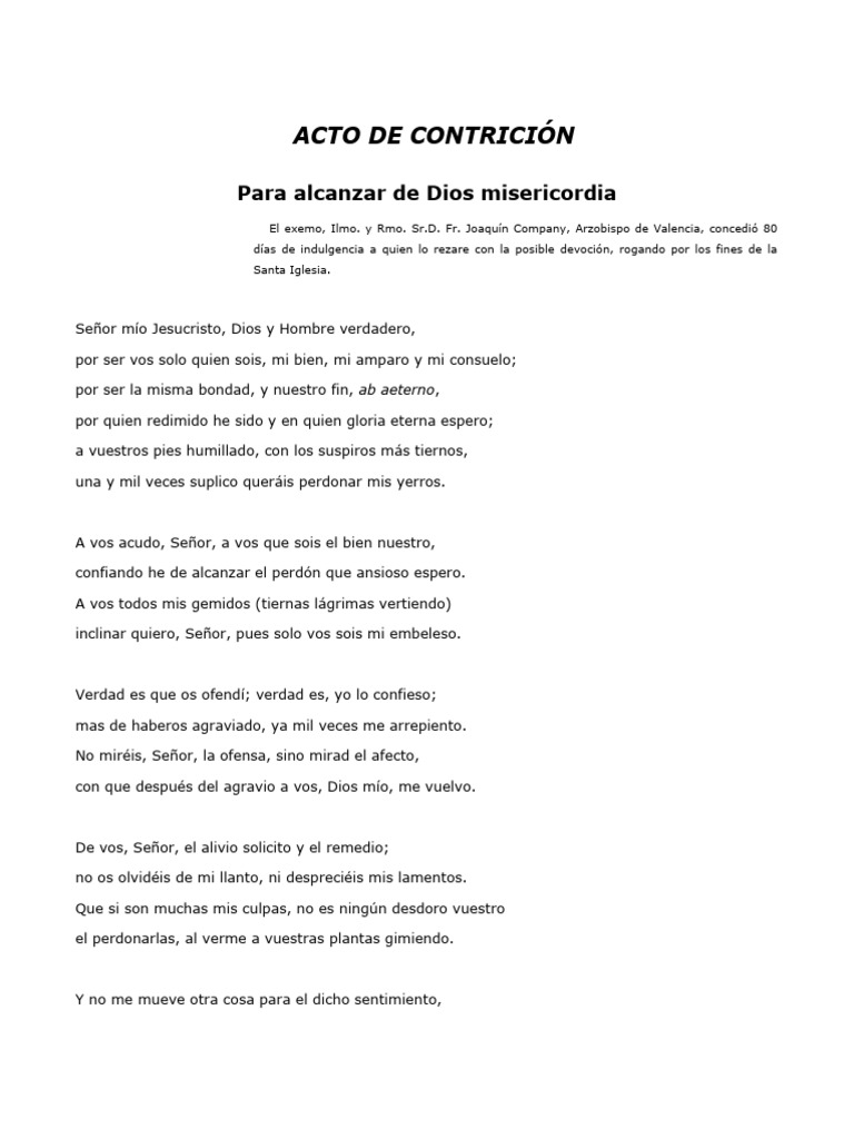 Acto de Contrición - Poema | PDF | Perdón | Teología