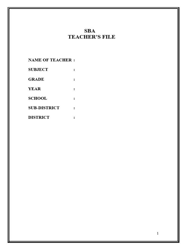 Teacher's File Cover Page Template | PDF