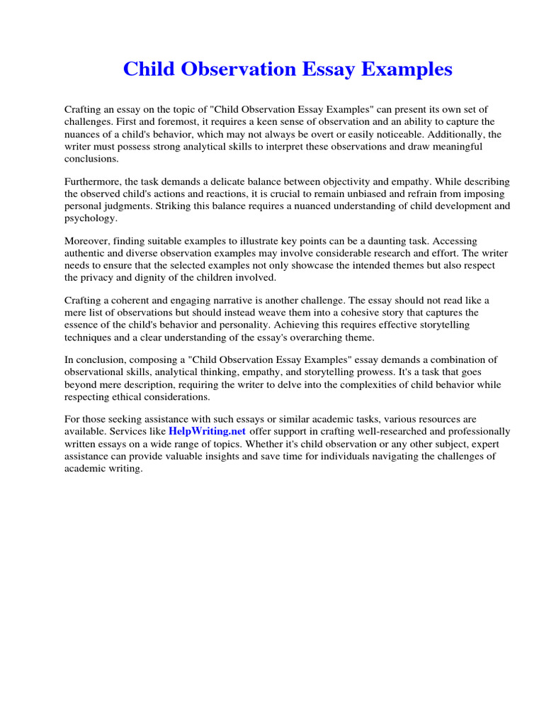 Child Observation Essay Examples | PDF | Iron Curtain | Essays