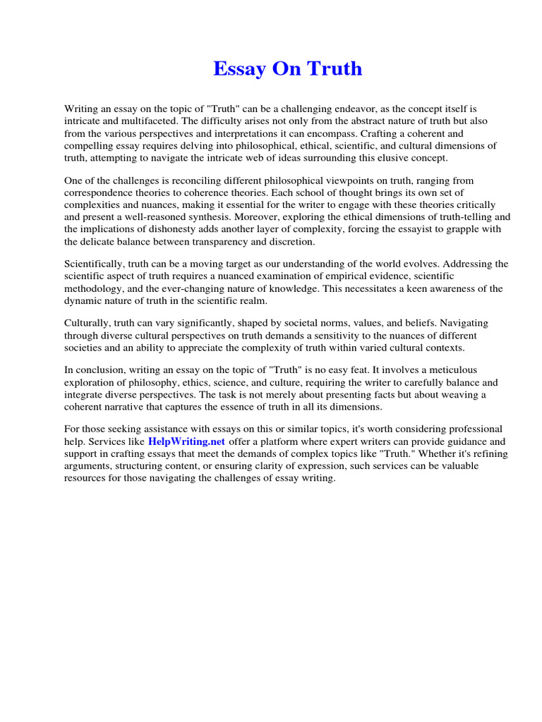 Essay On Truth | PDF