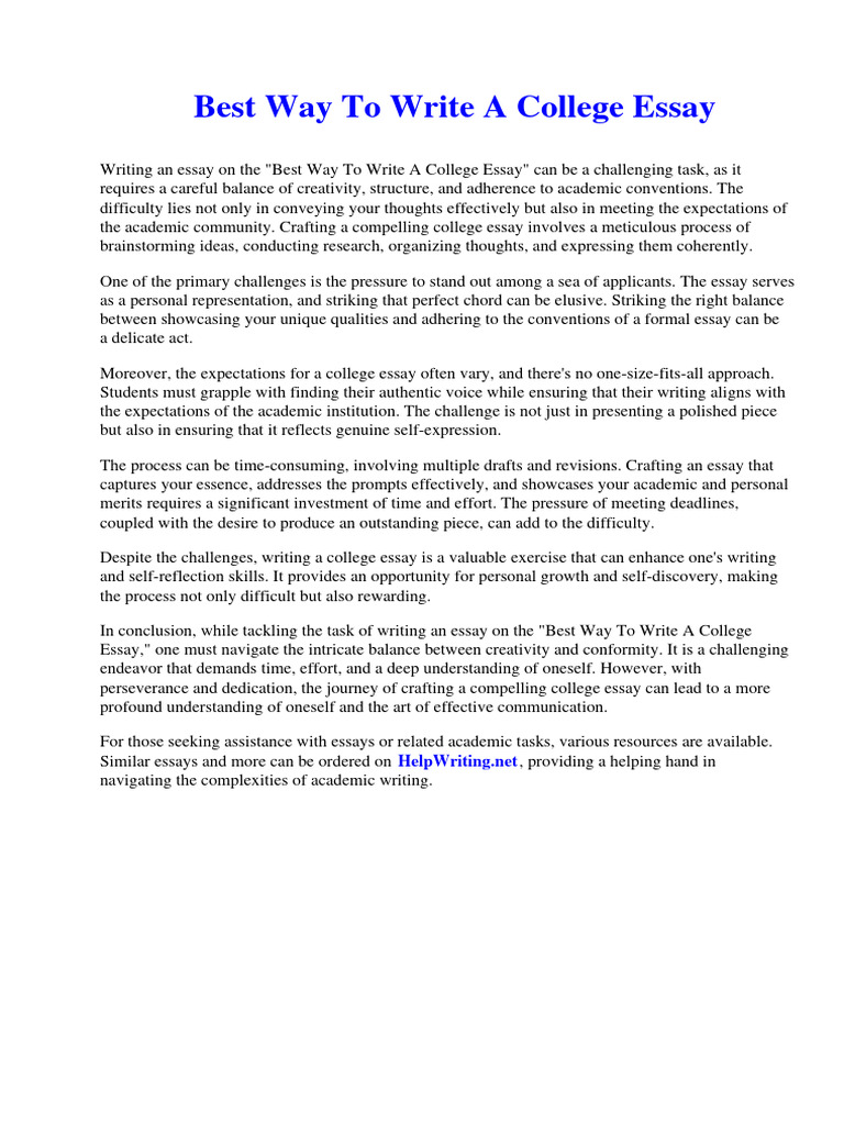 Best Way To Write A College Essay | PDF | Ulcerative Colitis | Refugee