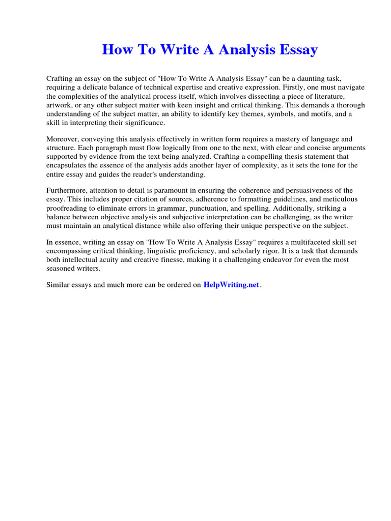 How To Write A Analysis Essay | PDF | Ice Hockey | Essays