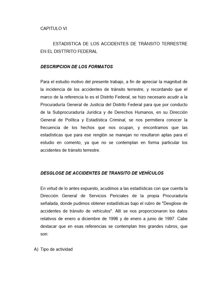 Estadísticas de Accidentes de Tránsito DF | PDF | Accidente de tráfico ...