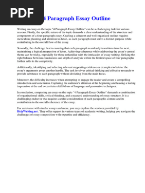 4 Paragraph Essay Outline